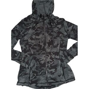 Lulu Define Hooded Jacket 14 Black Grey Camo